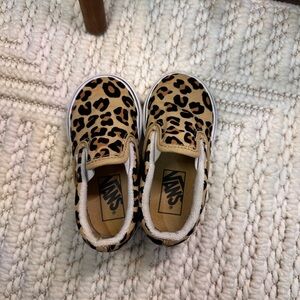 Vans Kids Tan Leopard Slip-On Sneakers